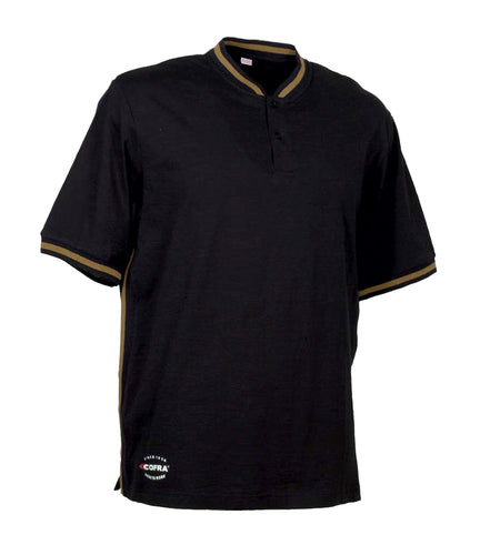Malaga, Black | 100% Cotton T-Shirt | 2 buttons Collar | Quick-drying